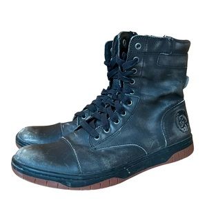 Diesel Basket Butch Zippy Leather Boots - Black - Size US 10